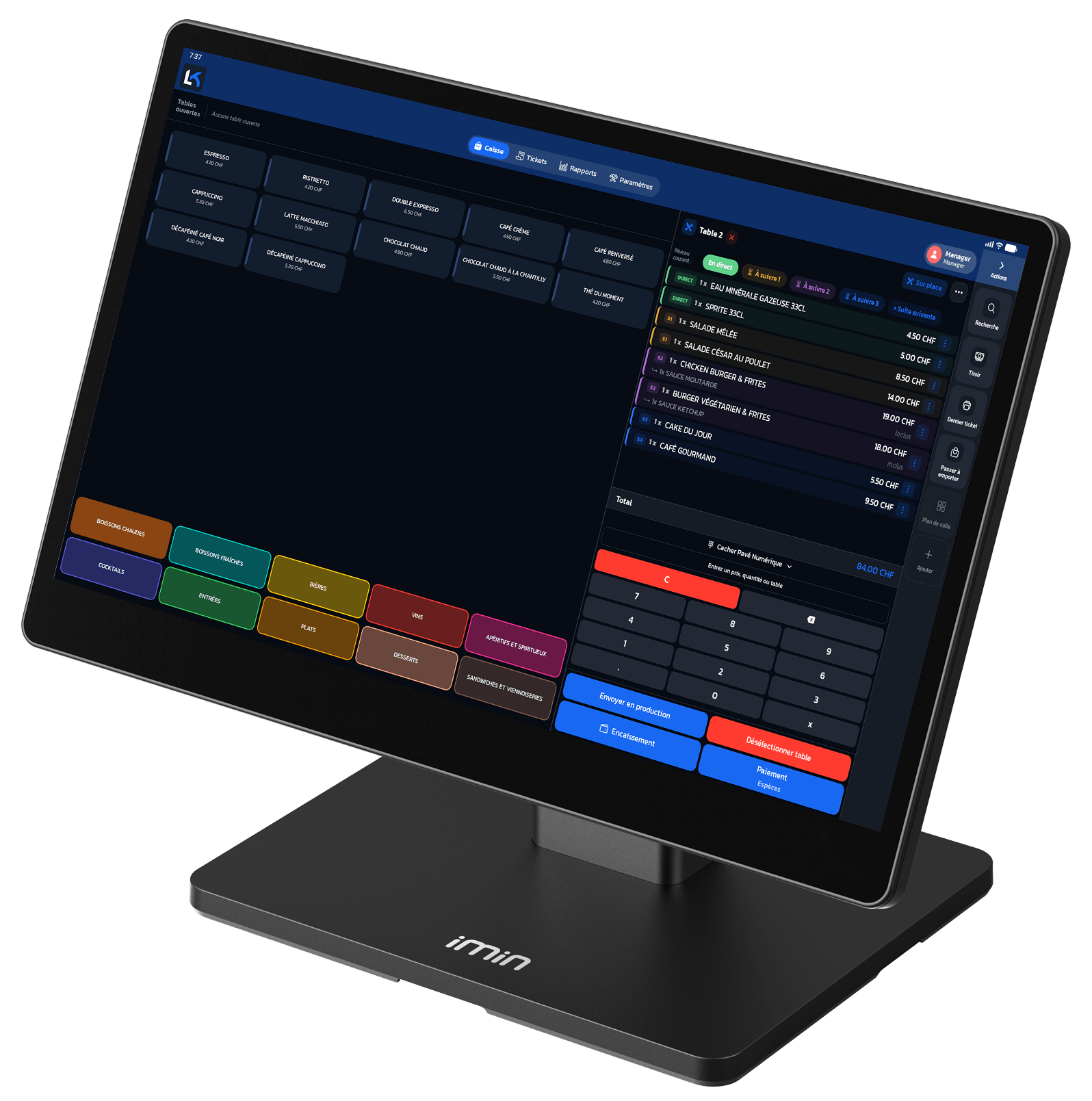 Interface LaKaisse, caisse et commande