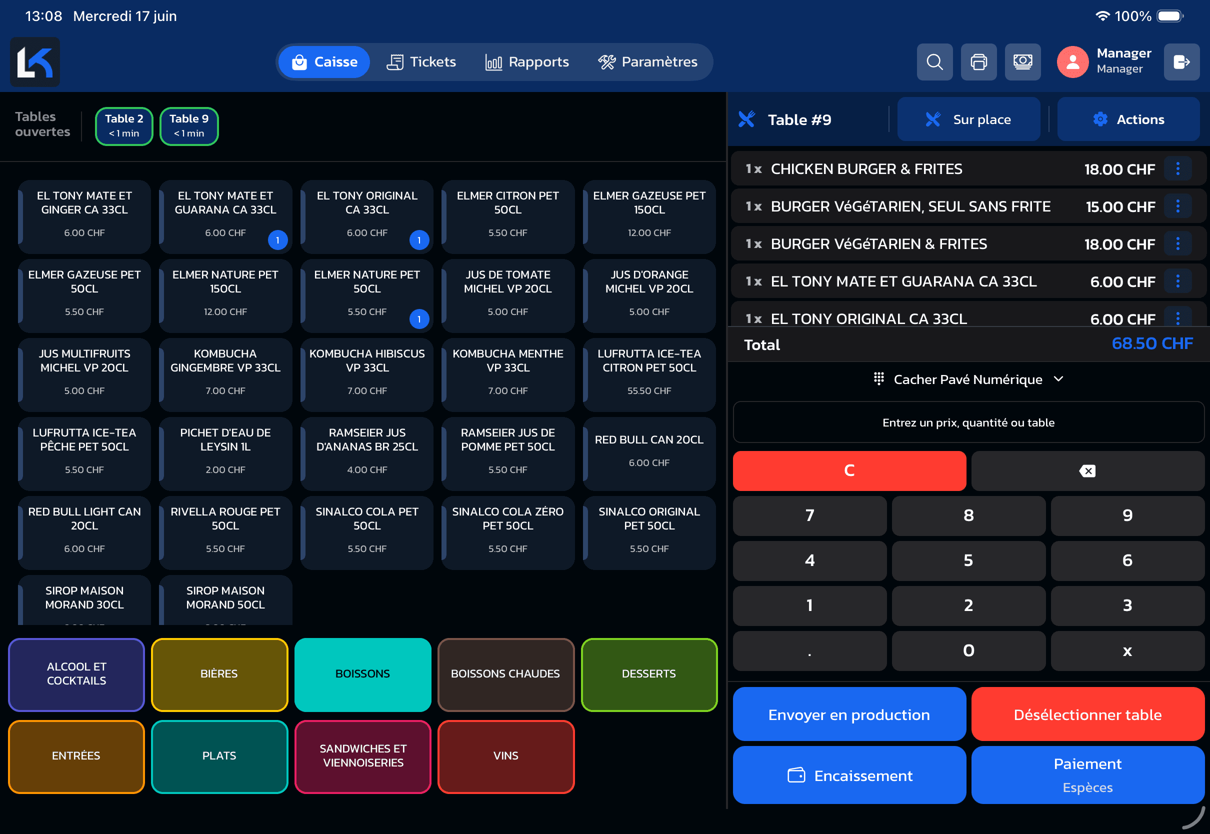Interface LaKaisse — caisse et commande